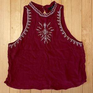 Bohemian Tribal Stitched High Neckline Tank Top